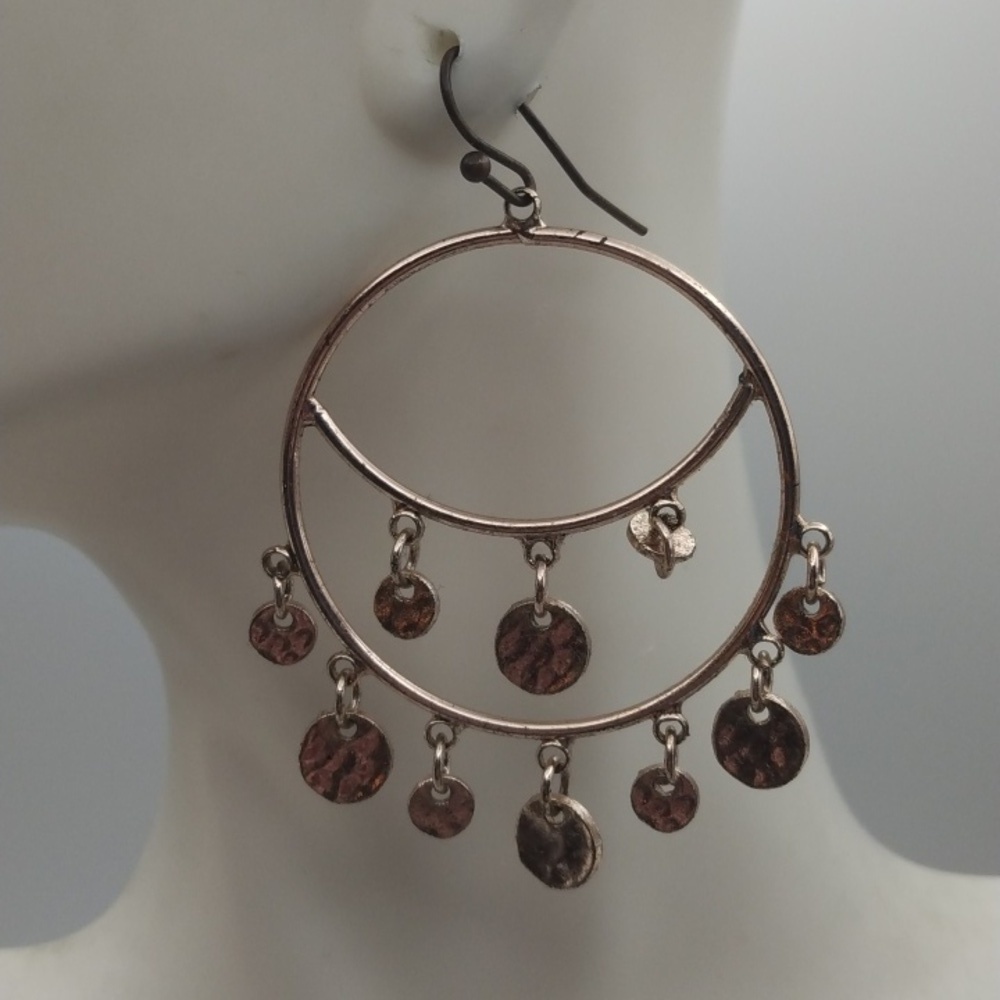 Gypsy coin dangle hoop earrings festive E155